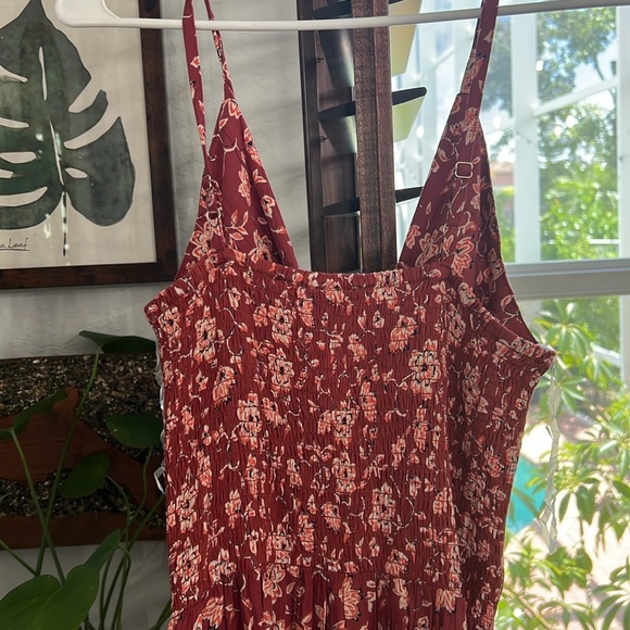 Angie Green Boho Maxi Dress Size L Rayon V Neck Adjustable Straps - Picture 3 of 5